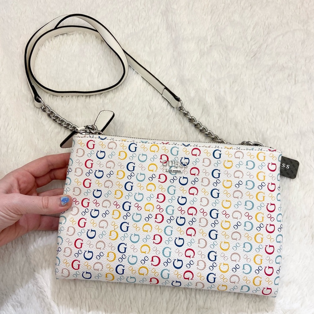 NWT guess campos mini white multicolor crossbody
